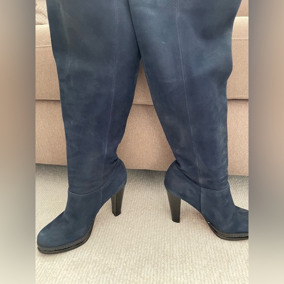 Knee high blue nubuck high heel boot.  Cole Haan. Size 8 - Picture 3 of 11